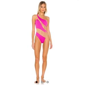 Norma Kamali pink mesh one piece swimsuit- NWT!
